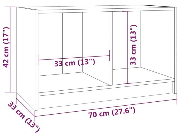 Fehér tömör fenyőfa TV-szekrény 70 x 33 x 42 cm