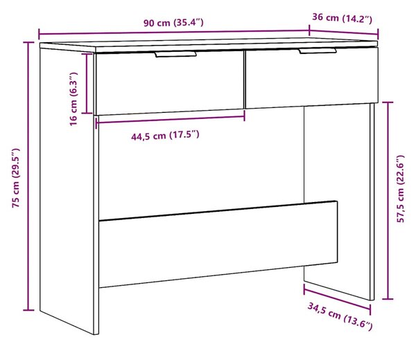 Kézműves tölgy színű szerelt fa dohányzóasztal 90x36x75 cm