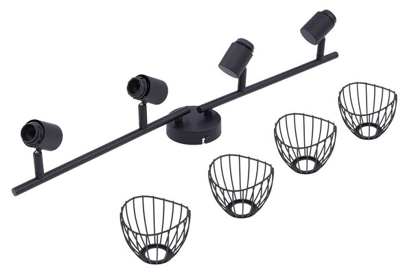 Lindby mennyezeti lámpa Piena, fekete, 4 lámpás, fém, 70cm, dimmelhető, Fekete, Nappali / Étkező, fém, Modern