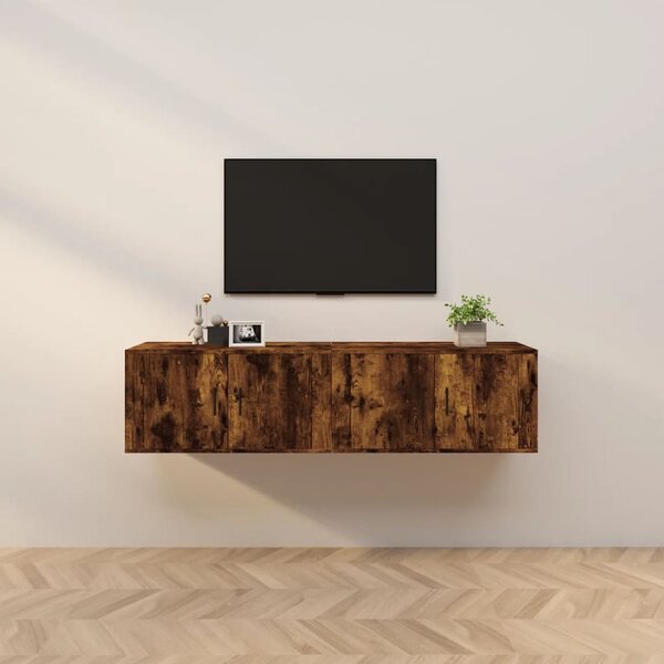 2 db füstös tölgy színű fali TV-szekrény 80 x 34,5 x 40 cm
