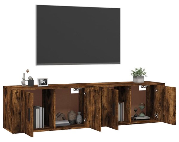 2 db füstös tölgy színű fali TV-szekrény 80 x 34,5 x 40 cm