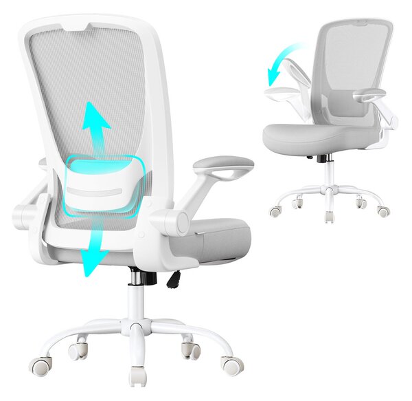 SONGMICS ergonomikus hálós irodai szék fejtámasszal, világosszürke