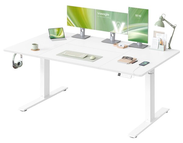 VASAGLE Elektromos állítható magasságú íróasztal USB-C porttal, 160x80 cm, fehér