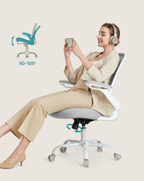 SONGMICS ergonomikus hálós irodai szék fejtámasszal, világosszürke