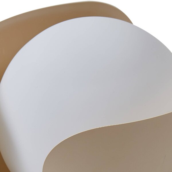 Lindby Fiora asztali lámpa, bézs, üveg, fém, Ø 20 cm, Krém / borostyánsárga, Nappali / Étkező, fém, Modern