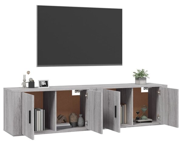 2 db szürke sonoma falra szerelhető TV-szekrény 80x34,5x40 cm