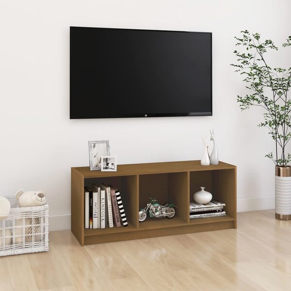 Mézbarna tömör fenyőfa TV-szekrény 104 x 33 x 41 cm