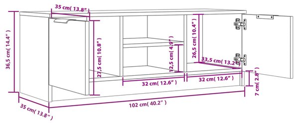 Füstös tölgy színű szerelt fa TV-szekrény 102 x 35 x 36,5 cm
