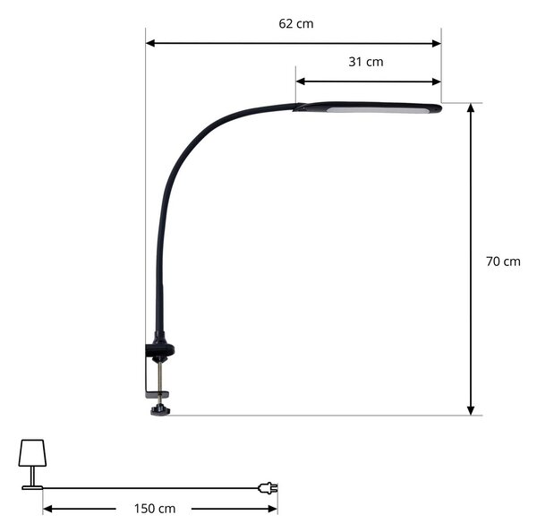 Lindby LED-es lámpa Nilay, magasság 70 cm, CCT, otthoni irodai használatra, dimmelhető, Fekete, Dolgozószoba / Iroda, fém, Modern