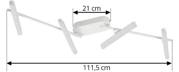Lindby LED-es reflektor Eldrin, fehér, 4-fényes, fénycsík, fényszalag, dimmelhető, Fehér / opál, Nappali / Étkező, fém, Modern