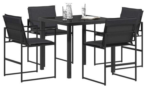 Kert étkező szett 5 pcs Fekete és sötétszürke 80 x 80 x 73 cm