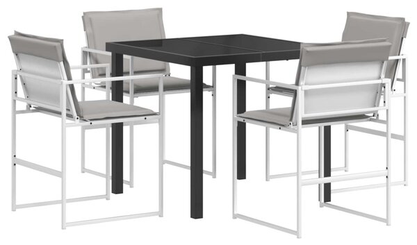 Kert étkező szett 5 pcs Fehér és Világosszürke 80 x 80 x 73 cm