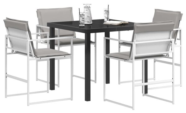 Kert étkező szett 5 pcs Fehér és Világosszürke 80 x 80 x 73 cm