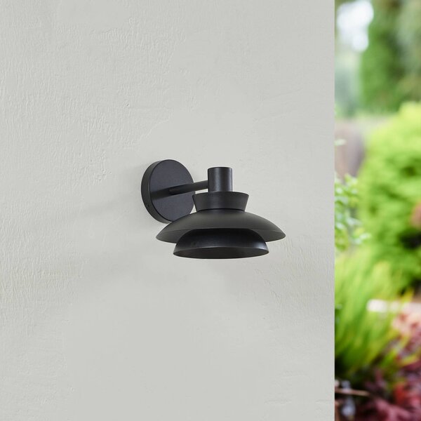 Lucande Thais kültéri fali lámpa, fekete, fém, Ø 25 cm, dimmelhető, Fekete, fém, Modern