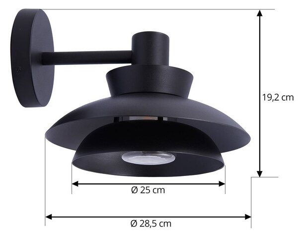 Lucande Thais kültéri fali lámpa, fekete, fém, Ø 25 cm, dimmelhető, Fekete, fém, Modern