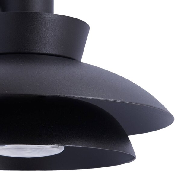 Lucande Thais kültéri fali lámpa, fekete, fém, Ø 25 cm, dimmelhető, Fekete, fém, Modern