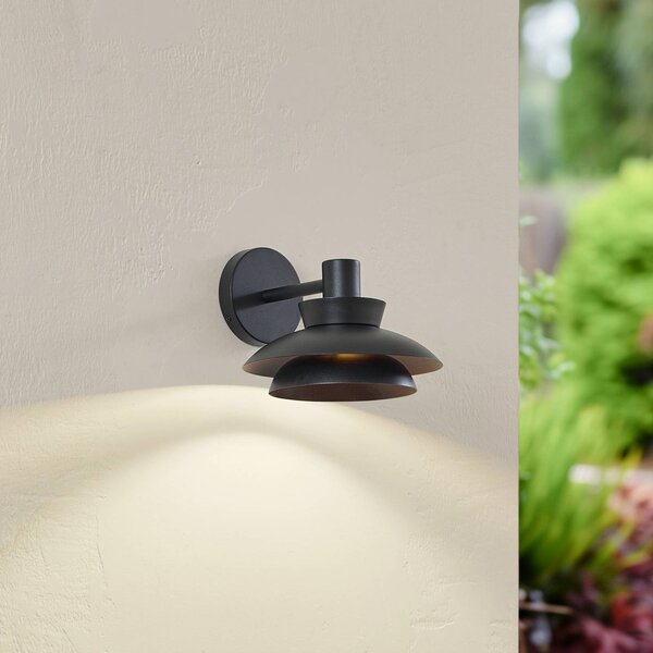 Lucande Thais kültéri fali lámpa, fekete, fém, Ø 25 cm, dimmelhető, Fekete, fém, Modern