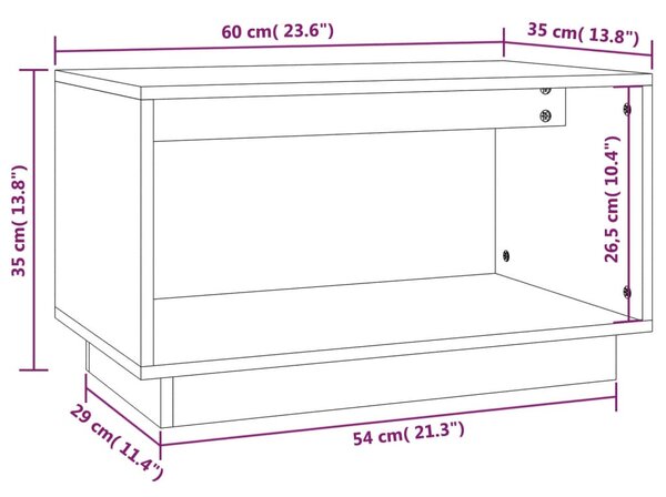 Mézbarna tömör fenyőfa TV-szekrény 60x35x35 cm