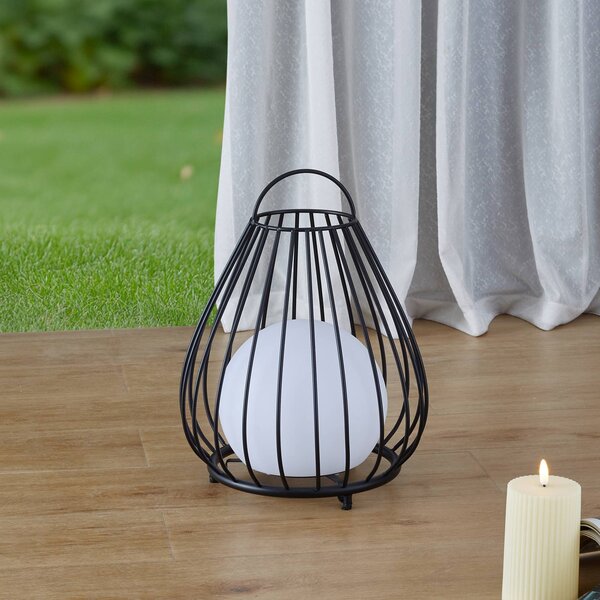 Lindby LED napelemes lámpa Kelda, fekete, fém, 38cm, dim., dimmelhető, Fekete, Alumínium, Modern