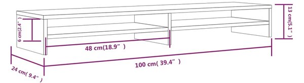 Tömör fenyőfa monitorállvány 100 x 24 x 13 cm