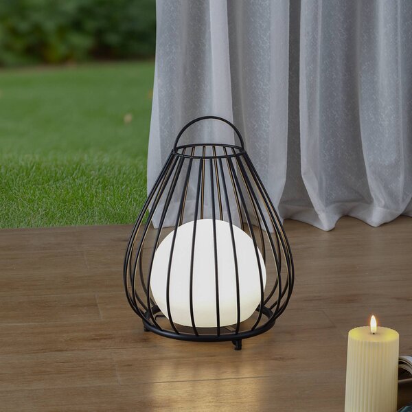 Lindby LED napelemes lámpa Kelda, fekete, fém, 38cm, dim., dimmelhető, Fekete, Alumínium, Modern