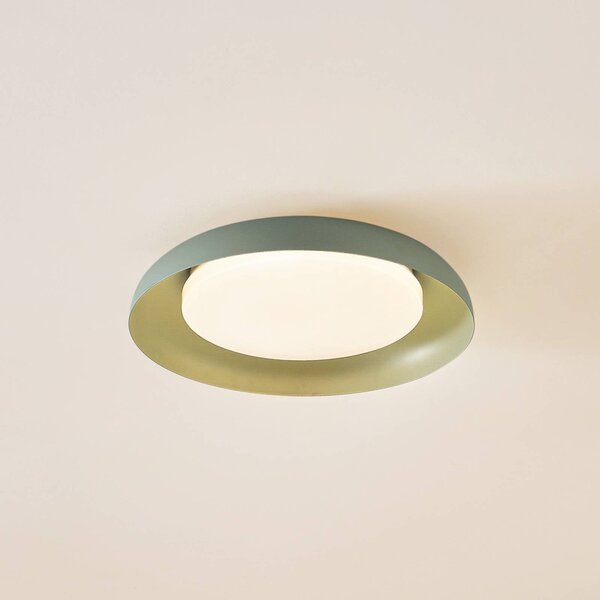 Lindby LED mennyezeti lámpa Florie, zöld, fém, Ø 40 cm, Zöld, Nappali / Étkező, Műanyag, Modern