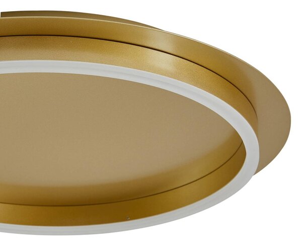 Lindby LED mennyezeti lámpa Kunis, arany, műanyag, Ø 46cm, Sárgaréz / arany, Nappali / Étkező, Műanyag, Modern