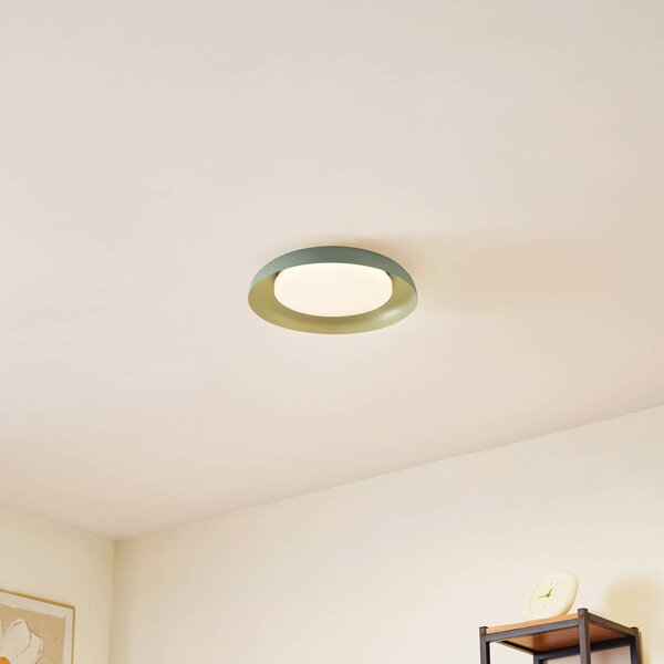 Lindby LED mennyezeti lámpa Florie, zöld, fém, Ø 40 cm, Zöld, Nappali / Étkező, Műanyag, Modern