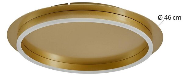 Lindby LED mennyezeti lámpa Kunis, arany, műanyag, Ø 46cm, Sárgaréz / arany, Nappali / Étkező, Műanyag, Modern