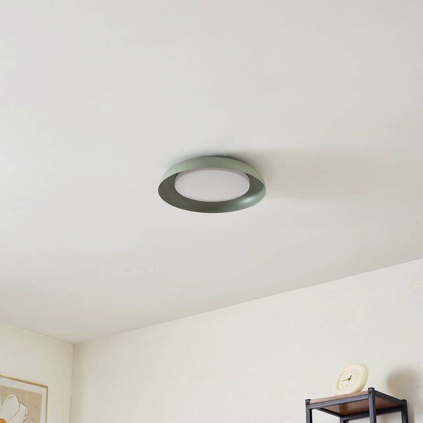 Lindby LED mennyezeti lámpa Florie, zöld, fém, Ø 40 cm, Zöld, Nappali / Étkező, Műanyag, Modern