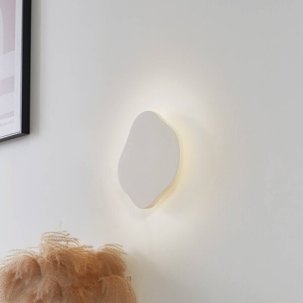 Lindby LED fali világítás Nielson, bézs, gipsz, 30 cm magas, dimmelhető, Krém / borostyánsárga, Nappali / Étkező, Gipsz / agyag, Modern