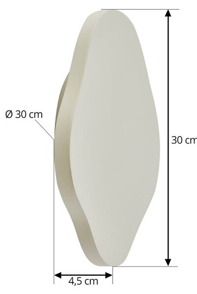 Lindby LED fali világítás Nielson, bézs, gipsz, 30 cm magas, dimmelhető, Krém / borostyánsárga, Nappali / Étkező, Gipsz / agyag, Modern