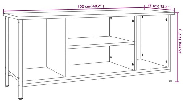 Fekete szerelt fa TV-szekrény 102x35x45 cm