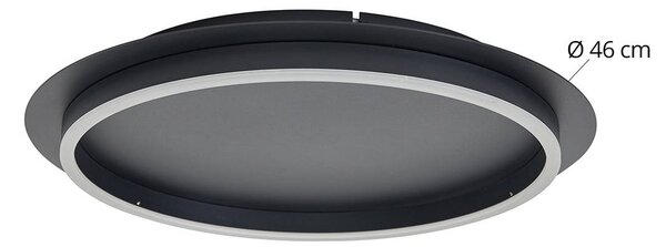 Lindby LED mennyezeti lámpa Kunis, fekete, műanyag, Ø 46 cm, Fekete, Nappali / Étkező, Műanyag, Modern