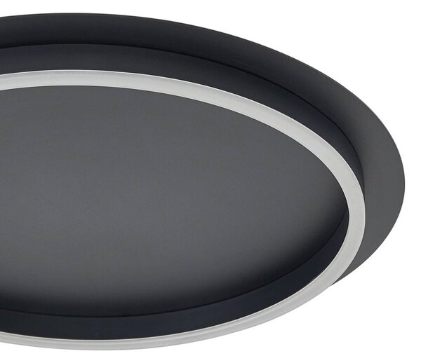 Lindby LED mennyezeti lámpa Kunis, fekete, műanyag, Ø 46 cm, Fekete, Nappali / Étkező, Műanyag, Modern