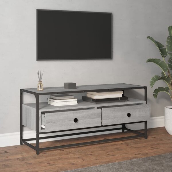 Szürke sonoma színű szerelt fa TV-szekrény 100 x 35 x 45 cm