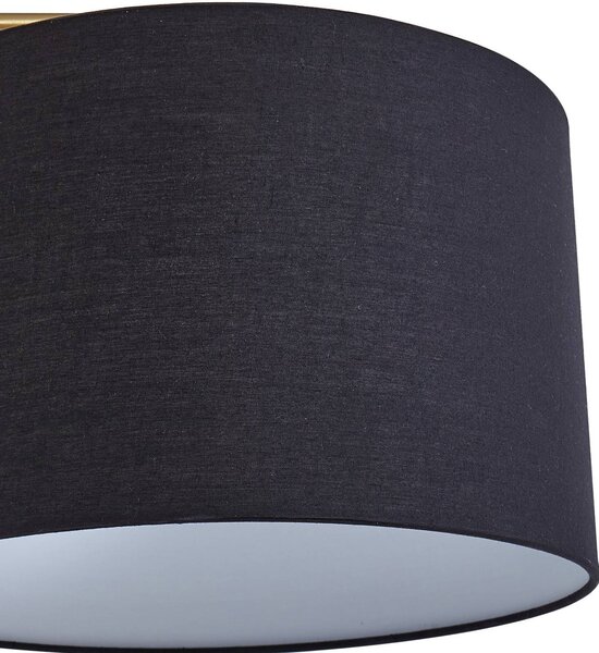 Lindby állólámpa Hillary, fekete/arany, márvány, 153cm, Fekete, Nappali / Étkező, Textil / szövet / selyem, Modern