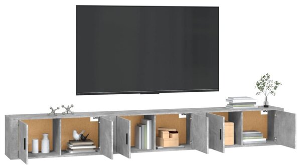 3 db betonszürke fali TV-szekrény 100 x 34,5 x 40 cm