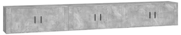 3 db betonszürke fali TV-szekrény 100 x 34,5 x 40 cm