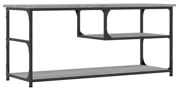 Szürke sonoma színű szerelt fa és acél TV-szekrény 103x38x46,5