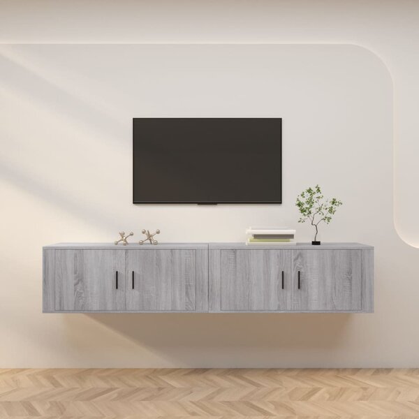 2 db szürke sonoma falra szerelhető TV-szekrény 100x34,5x40 cm