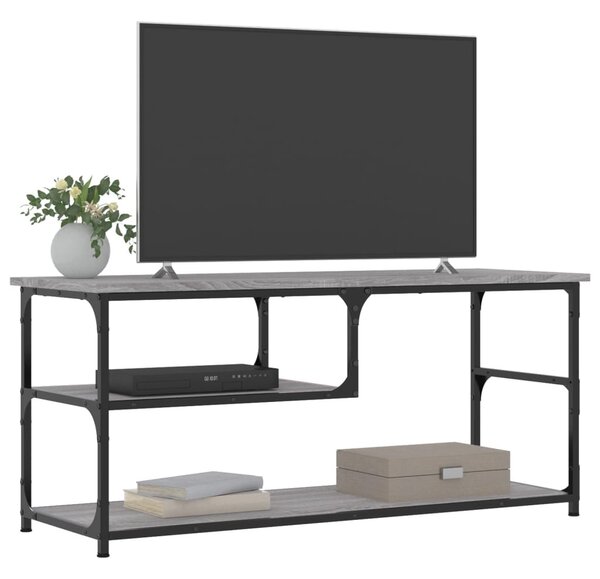 Szürke sonoma színű szerelt fa és acél TV-szekrény 103x38x46,5