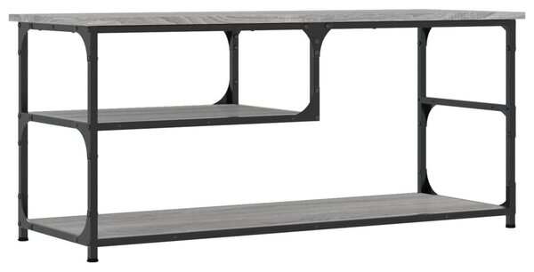 Szürke sonoma színű szerelt fa és acél TV-szekrény 103x38x46,5