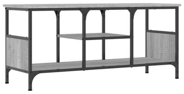 Szürke sonoma színű szerelt fa és vas TV-szekrény 100x35x45 cm