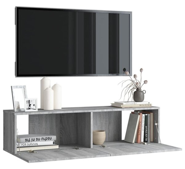 Szürke sonoma színű szerelt fa TV-szekrény 120 x 30 x 30 cm