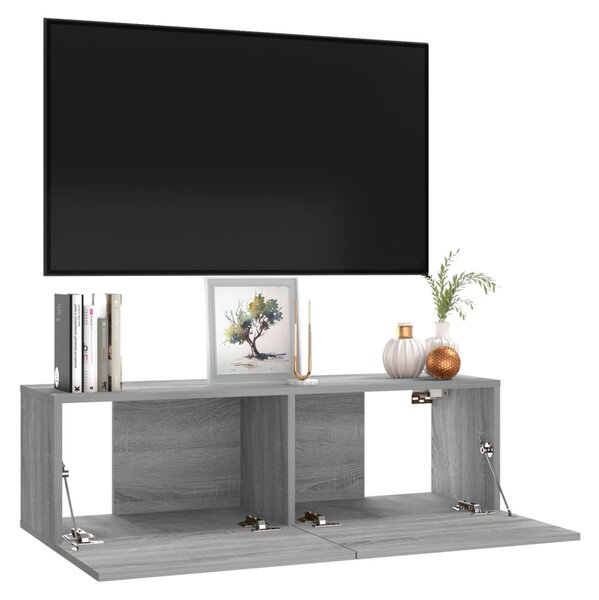 Szürke sonoma színű szerelt fa TV-szekrény 100 x 30 x 30 cm