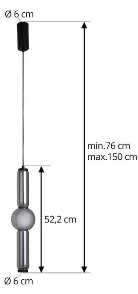 Lucande LED lógó világítás Savete, füstszürke, üveg, Ø 12 cm, Alu / szürke / cink, Nappali / Étkező, Üveg, Modern