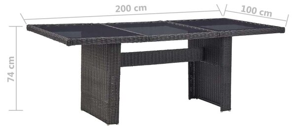 VidaXL 7 részes fekete polyrattan kerti étkezőgarnitúra