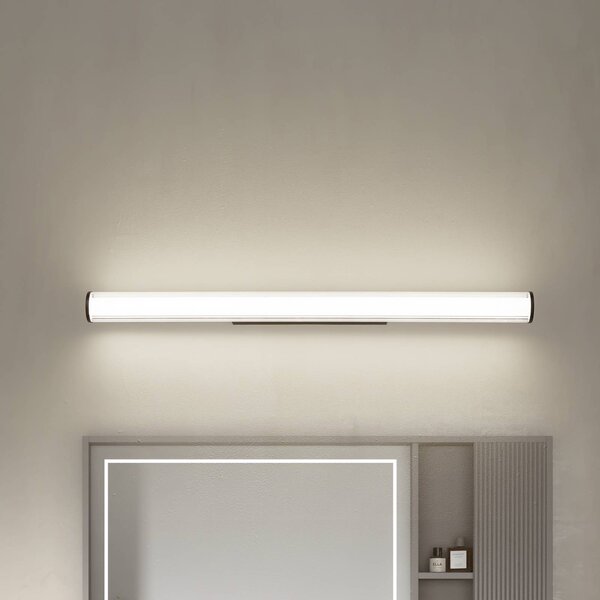 Lindby LED-es fali lámpa Kirka, fekete, fém, IP44, 90cm, CCT, Fekete, Fürdőszoba, fém, Modern
