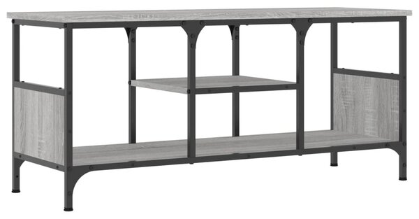 Szürke sonoma színű szerelt fa és vas TV-szekrény 100x35x45 cm